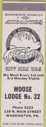 Matchbook Cover - Matchbook Cover Moose Lodge Washington PA