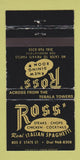 Matchbook Cover - Ross Italian Restaurant Rockford IL WEAR 30 Strike