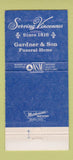 Matchbook Cover - Gardner and Son Funeral Home Vincennes IN 30 Strike