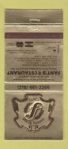 Matchbook Cover - Fant's Steak House 30 Strike