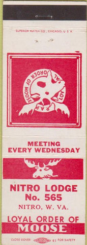 Matchbook Cover - Matchbook Cover Moose Lodge Nitro WV