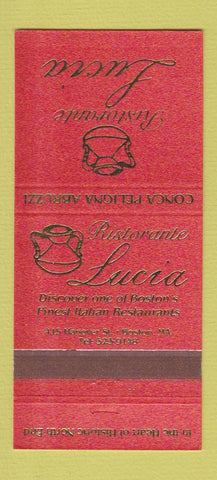 Matchbook Cover - Ristorante Lucia Italian Boston MA 30 Strike