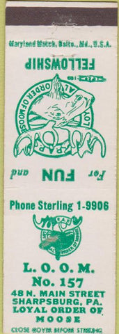 Matchbook Cover - Matchbook Cover Moose Lodge Sharpsburg PA