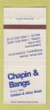 Matchbook Cover - Chapin & Bangs Carbon Alloy Steel Bridgeport CT 30 Strike
