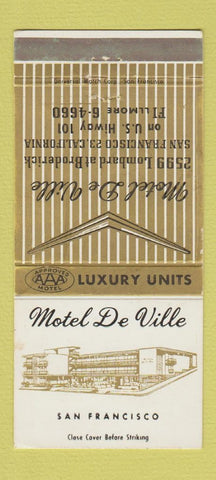 Matchbook Cover - Motel De Ville San Francisco CA 30 Strike