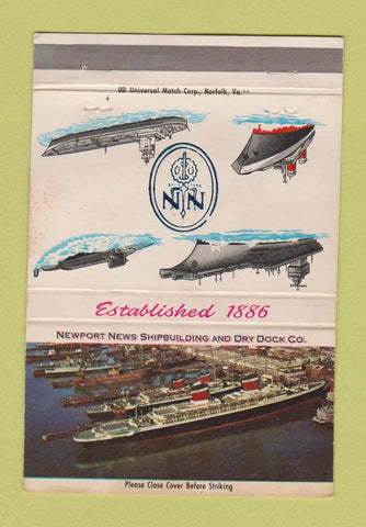 Matchbook Cover - Newport News Shipbuilding Dry Dock VA WEAR 40 Strike