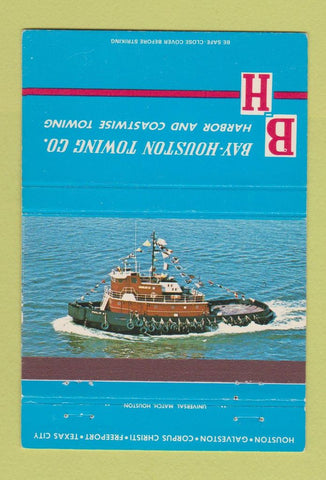 Matchbook Cover Bay Houston Towing Galveston Houston Corpus Christi TX 40 Strike