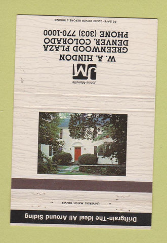 Matchbook Cover - Johns Manville Denver Colorado Siding 40 Strike