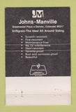 Matchbook Cover - Johns Manville Denver Colorado Siding 40 Strike