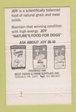 Matchbook Cover - Joy Dog Food 40 Strike