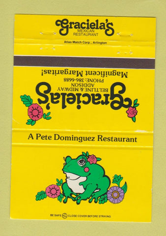 Matchbook Cover - Graciela's Mexican Restaurant  Dallas Houston TX 40 Strike
