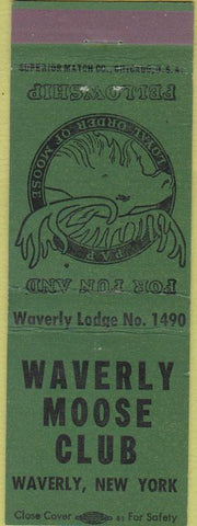 Matchbook Cover - Matchbook Cover Moose Lodge Waverly NY dark green