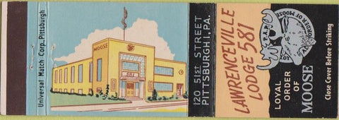 Matchbook Cover - Matchbook Cover Moose Lodge Pittsburgh PA