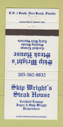 Matchbook Cover - Skip Wright's Steak House Vero Beach FL 30 Strike