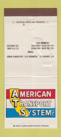 Matchbook Cover - American Transport Systems Trucking Redwood City CA 30 Strike