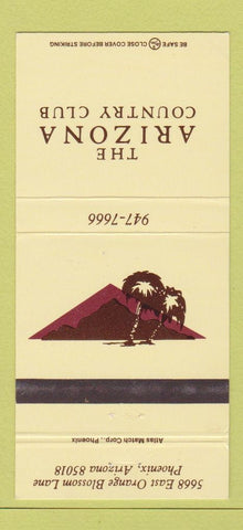 Matchbook Cover - Arizona Country Club Phoenix AZ 30 Strike