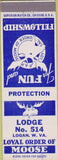 Matchbook Cover - Matchbook Cover Moose Lodge Logan WV