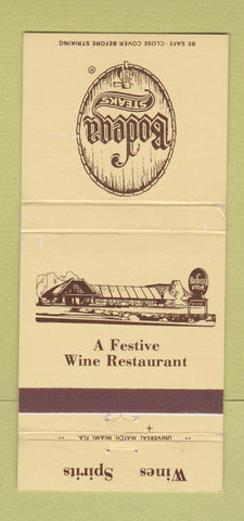 Matchbook Cover - Bodega Steaks Miami Orlando Fort Lauderdale FL 30 Strike