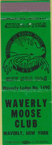 Matchbook Cover - Matchbook Cover Moose Lodge Waverly NY green