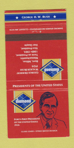 Matchbook Cover - Diamond Presidents George H Bush 30 Strike