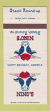 Matchbook Cover - Nino's Steak Round Up 1976 Wisconsin CHAIN WI 30 Strike