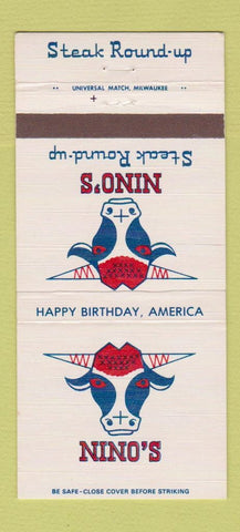 Matchbook Cover - Nino's Steak Round Up 1976 Wisconsin CHAIN WI 30 Strike