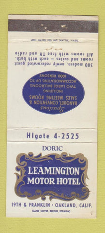 Matchbook Cover - Leamington Motor Hotel Oakland CA WEAR 30 Strike