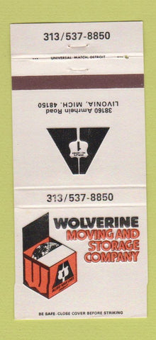 Matchbook Cover - Wolverine Moving Storage Livonia MI 30 Strike