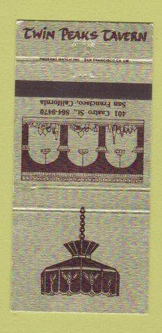 Matchbook Cover - Twin Peaks Tavern San Francisco CA 30 Strike