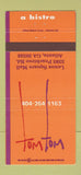Matchbook Cover - Tom Tom Bistro Atlanta GA 30 Strike