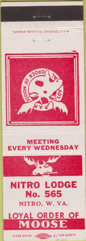 Matchbook Cover - Matchbook Cover Moose Lodge Nitro WV