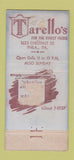 Matchbook Cover - Tarello's Philadelphia PA POOR BACK WORN 30 Stick