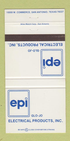 Matchbook Cover - Electric Products Glo Jo San Antonio TX 30 Strike