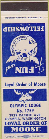 Matchbook Cover - Matchbook Cover Moose Lodge Olympia WA