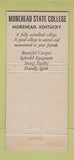Matchbook Cover - Moorehead State College KY Johnson Camden Library 30 Stick