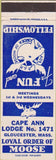 Matchbook Cover - Matchbook Cover Moose Lodge Gloucester MA CREASE