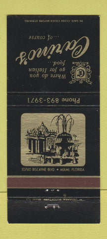 Matchbook Cover - Carino's Italian Restaurant Miami FL 30 Strike