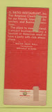 Matchbook Cover - El Patio Restaurant New York City girlie POOR STRIKER 30 Stick