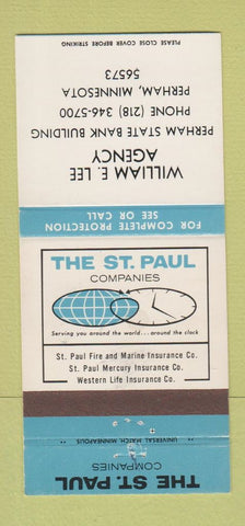 Matchbook Cover - William Lee Insurance Agency Perham MN 30 Strike