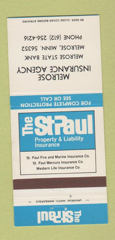 Matchbook Cover - Melrose Insurance Agency Bank Melrose MN 30 Strike