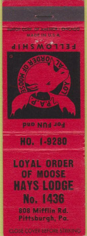 Matchbook Cover - Matchbook Cover Moose Lodge Pittsburgh PA