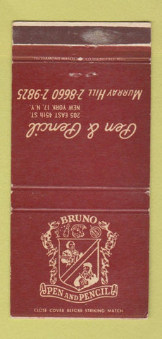 Matchbook Cover - Bruno Pen and Pencil New York City WEAR 30 Strike