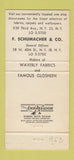 Matchbook Cover - Schumacher Fabrics Carpet Wallpapers New York City 30 Strike