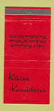 Matchbook Cover - Kleine Konditorei Cafe New York City 30 Strike