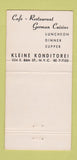 Matchbook Cover - Kleine Konditorei Cafe New York City 30 Strike