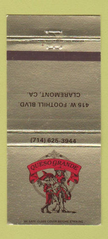 Matchbook Cover Queso Grande Claremont CA Saugus Sylmar Mission Hills 30 Strike