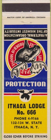 Matchbook Cover - Matchbook Cover Moose Lodge Ithaca NY