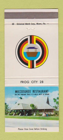 Matchbook Cover - Miccouskee Restaurant Tamiami Trail Frog City FL 30 Strike