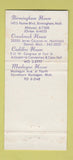 Matchbook Cover - Hotels? Birmingham Detroit Muskegon MI 30 Strike