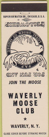Matchbook Cover - Matchbook Cover Moose Lodge Waverly NY white